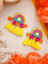Inodaya- The Alluring Sunrise- Resham and Sequins Embroidered Earrings