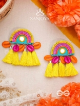 Inodaya- The Alluring Sunrise- Resham and Sequins Embroidered Earrings