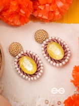 Kapisa - The Glorious Sun - Beads, Dabka And Stones Hand Embroidered Earrings