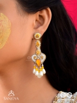 Aatapya- The Glorious Sunshine- Pearls and Stones Embroidered Earrings