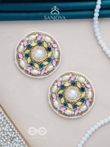 Bhanemi- The Circle of Light- Pearls and Stones Embroidered Earrings