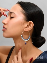 Half Moon Bay - Golden Embellished Earrings (Navy Blue)