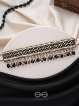 Nishakanta - The Beloved Of Night - Beads And Glass Drops Hand Embroidered Choker Neckpiece
