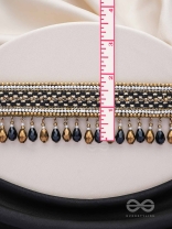 Nishakanta - The Beloved Of Night - Beads And Glass Drops Hand Embroidered Choker Neckpiece