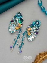Chelashka- The Magnificent Moth- Stones, Sequins and Beads Embroidered Statement Earrings