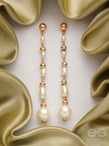 The Pearlescent Drops - Golden Pearls Earrings
