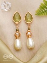 The Misty Leaf- Golden Embellished Earrings