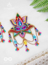 Karnika- The Lovely Lotus- Stones, Sequins and Resham Embroidered Statement Earrings