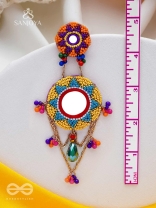 Rashmivat - The Golden Sun - Mirrors, Resham And Beads Hand Embroidered Earrings