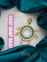 The Emerald Orbits- Golden Embellished  Earrings