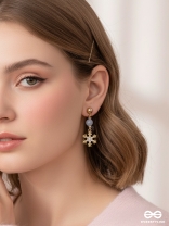 The Gilted Snowflake- Golden Embellished Earrings