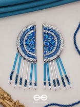 Maskarin - The Blue Moon - Stones, Beads And Cutdana Hand Embroidered Earrings