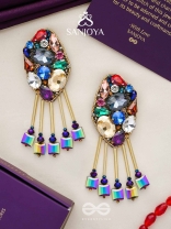 Akshipta - The Beach Treasures - Stones And Beads Hand Embroidered Earrings