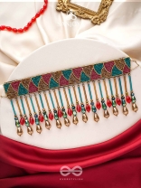 Vishti - The Colorful Rain - Cutdana, Beads And Glass Drops Hand Embroidered Choker Neckpiece