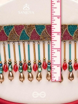 Vishti - The Colorful Rain - Cutdana, Beads And Glass Drops Hand Embroidered Choker Neckpiece