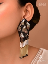Dhyama - The Black Beauty - Cutdana And Beads Hand Embroidered Earrings