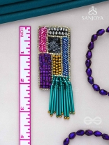 Srava- The Vibrant Waterfall- Beads and Bugle Glass Pipes Embroidered Earrings