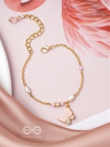 The Butterfly Flutter- Golden Pearl Bracelet