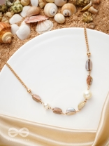 The Sea Sensation- Golden Pearl Necklace With Anti-Tarnish Coating 