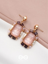 The Pink Peony- Golden Embellished Earrings