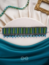 Vapraa- The Flower Bed- Glass Beads & Glass Drops Embroidered Choker Necklace