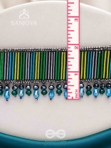 Vapraa- The Flower Bed- Glass Beads & Glass Drops Embroidered Choker Necklace