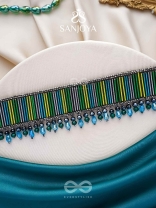 Vapraa- The Flower Bed- Glass Beads & Glass Drops Embroidered Choker Necklace