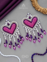 Trasa- The Crimson Heart- Pearls & Stones Embroidered Earrings