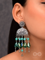 The Emerald Eden- Oxidised Embellished Earrings