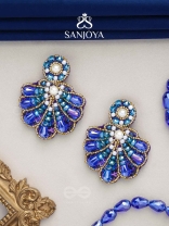 Vrikshagra- The Indigo Crown- Pearls, Beads & Sequins Embroidered Earrings