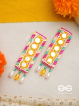 Bimbita- The Mirror Image- Glass Beads & Mirror Lace Embroidered Earrings