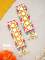 Bimbita- The Mirror Image- Glass Beads & Mirror Lace Embroidered Earrings