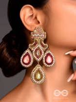 Adhiruh - The Enchanted Throne - Beads, Dabka And Stones Hand Embroidered Earrings