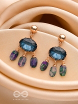 The Bonnie Blue- Golden Embellished Drop Earrings
