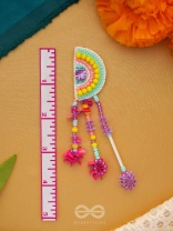 Vibhaasin - Decorated With Flowers- Stones & Sequins Hand Embroidered Earrings