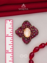 Raagana- The Crimson Bloom- Stones Embroidered Stud Earrings