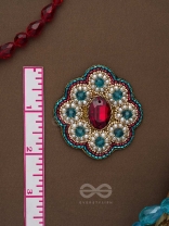 Stibhi - Treasures Of Ruby - Dabka, Stone And Beads Hand Embroidered Earrings