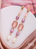 The Pastel Pops- Golden Pearl Earrings (Purple & Pink)