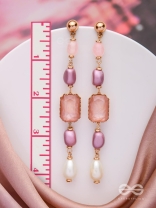 The Pastel Pops- Golden Pearl Earrings (Purple & Pink)