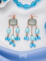 The Sapphire Sprinkle- Golden Embellished Earrings