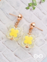 The Canary Bloom- Golden Enamelled Earrings