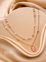 The Pink Pizzazz- Golden Embellished Layered Necklace With Anti-Tarnish Coating