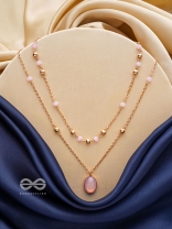 The Pink Pizzazz- Golden Embellished Layered Necklace With Anti-Tarnish Coating