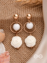 The Snowy Rose- Golden Embellished Earrings