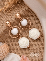 The Snowy Rose- Golden Embellished Earrings