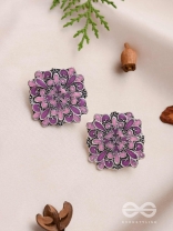 The Floral Fantasy - Oxidised Statement Stud Earrings (Violet & Orchid Purple)