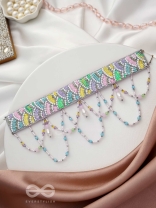 Paatalya - The Flower Meadow - Sequins, Beads And Glass Drops Hand Embroidered Choker Necpiece