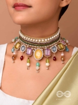 Shikhina- The Bright Lamps- Stones, Sequins & Beads Embroidered Choker Necklace