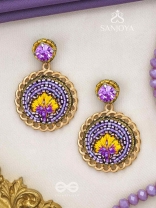PARIJATA - THE CELESTIAL FLOWER - RESHAM AND STONE EMBROIDERED EARRINGS