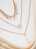 The Reality Stone -  Golden Layered Necklace  With Anti-Tarnish Coating 